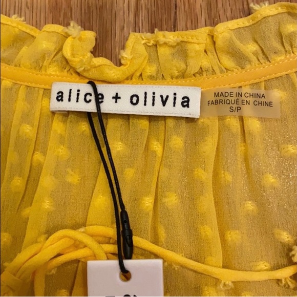 Alice + Olivia Julius oversized ruffle tunic top in yellow size S - Picture 12 of 16